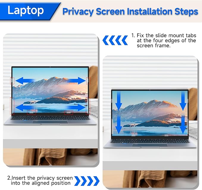 ZOEGAA 4-way 360° Privacy Screen For 14 Inch 16:10 Laptop That Screen Size is 11.9 in Wide and 7.4 in High. Removable Privacy Screen For Laptop Monitor, Anti Glare And Blue Light, Compatible With HP Dell Lenovo Asus Samsung Acer Thinkpad
