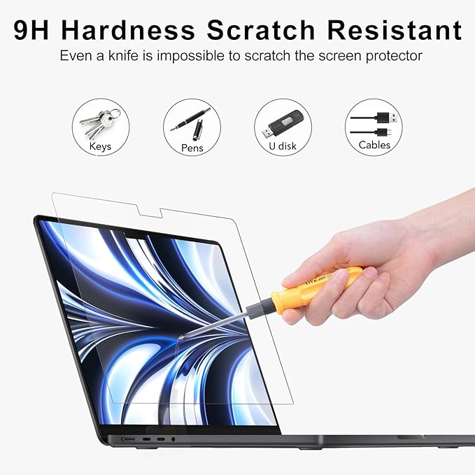 2Pack- 9H Hardness Tempered Glass 13" Screen Protector for 2026 MacBook Air 13.6 Inch (M5-M2 2026-2022), Bubble Free, Ultra Thin HD Transparency, Anti Scratch