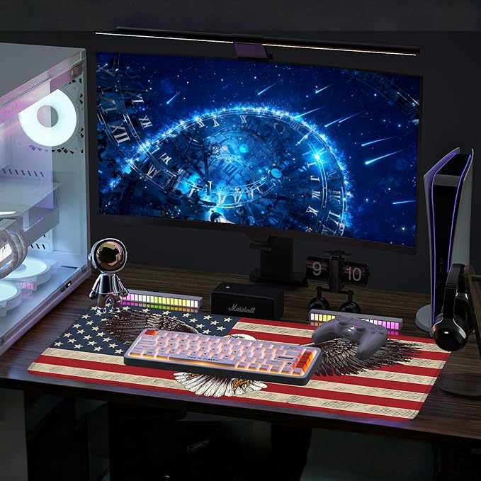 Mouse Pad, Large Anti-Slip with Stitched Edges Desk Mat Desktop Laptop Computer Desk Keyboard Mat,Table Protector Blotter Mat (Eagle Flag, 31.5" x 11.8")