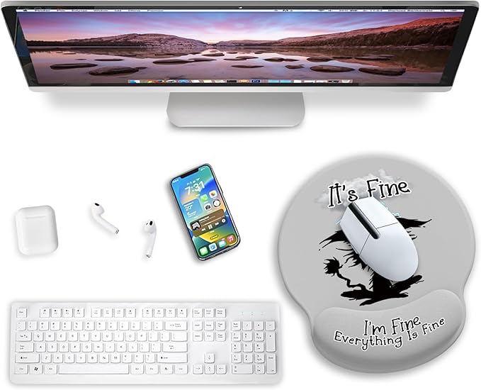 Ergonomic Mouse Pad with Wrist Support, Mouse Pad with Wrist Rest, Black Cat Gaming Mousepad with Non-Slip Pain Relief PU Base, Cute Mouse Pad for Desk Accessories Office Supplies Decor