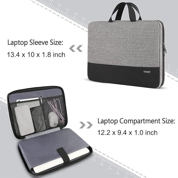 Ytonet Laptop Case Laptop Sleeve Case 13 13.3 Inch, TSA Slim Computer Cover with Handle, Water Resistant Business Travel Carrying Cover Compatible with MacBook Neo, Air, Pro HP Dell Notebooks, Grey