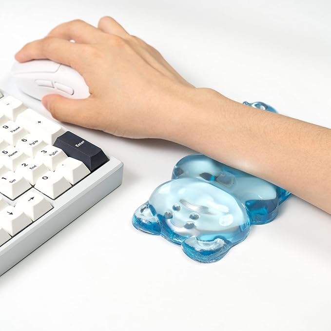 Ergonomic Silicone Gel Mouse Wrist Rest –Blue Clear Cute Bear Mouse Wrist Rest, Comfort & Support for Typing and Gaming