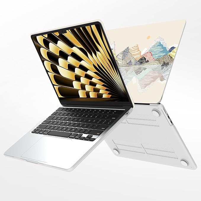 G JGOO Compatible with MacBook Air 13 inch Case 2026 2025-2022 M5 A3449 M4 A3240 M3 A3113 M2 A2681, Plastic Hard Shell for MacBook Air 13.6 inch Case +Keyboard Cover+Screen Protector, Mountain