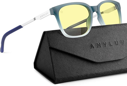 ANYLUV Blue Light Glasses for Men, Lightweight Computer Gaming Glasses, Stylish Anti Eyestrain Blue Light Blocking Men