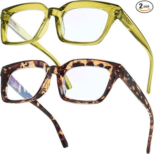 IBOANN Oversized Blue Light Glasses for Woman, Funky Fashion Glasses With Preppy Look, Reduce Screen Fatigue Computer Glasses