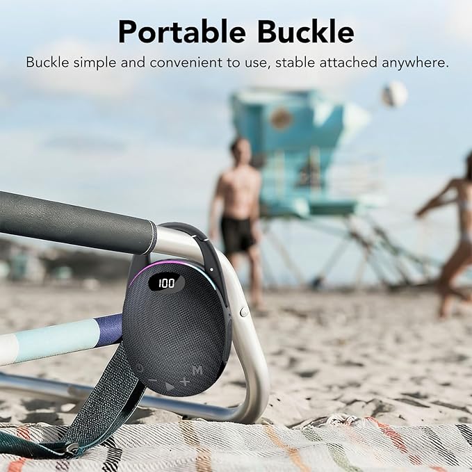 Portable Mini Bluetooth Speaker with HD Sound, LED Power Display, Big Pro Sound with Punchy Bass,Integrated Carabiner, 25H Playtime, Colorful RGB Lights, TWS pairing,Outdoor/Party/Travel, Gift Ideas