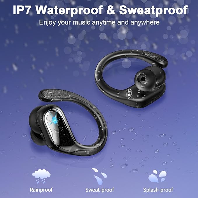 Ltinist Wireless Earbuds, 75hrs Bluetooth 5.4 Headphone Sport, 2025 Bluetooth Earbuds Deep Bass Over Ear Buds with Earhooks, ENC Noise Cancelling Earphone Mic, IPX8 Waterproof for Workout/Running/Gym