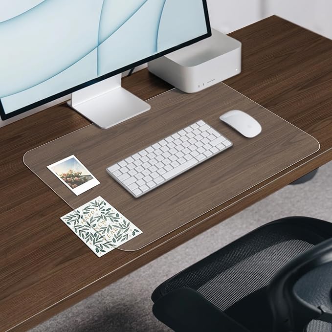 Clear Desk Mat Frosted, Clear Desk Pad 24 x 17 in, Desk Protector Mat for Office & Home Working, Table Protector Anti-Water & Heat Resistant