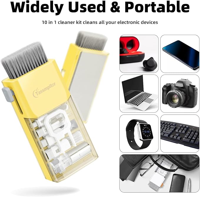 Tassmpitor Laptop Screen Keyboard Cleaner Kit, All in 1 Electronics Cleaning Tool for MacBook iPad iPhone Pro Cell Phone, Brush Tool for Tablet, Computer, PC Monitor,TV Camera Lens with Patent, Yellow - Image 8