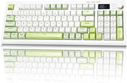 Wireless Keyboard, Quiet Keyboard for Work, Tri-Mode BT5.0/2.4GHz/USB-C, Creamy Keys with RGB Backlight, 94-Key, Anti-ghosting Keys, Compatible with PC, Mac, Gaming Consoles