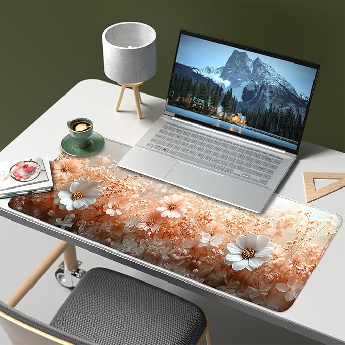 Mouse Pad, Large Anti-Slip with Stitched Edges Desk Mat Desktop Laptop Computer Desk Keyboard Mat,Table Protector Blotter Mat (Powder, 31.5" x 11.8")