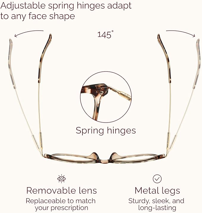 Gaoye Blue Light Blocking Glasses - Trending Round TR90 Frames, Metal Arms, UV400 Protection - Matching Soft Case