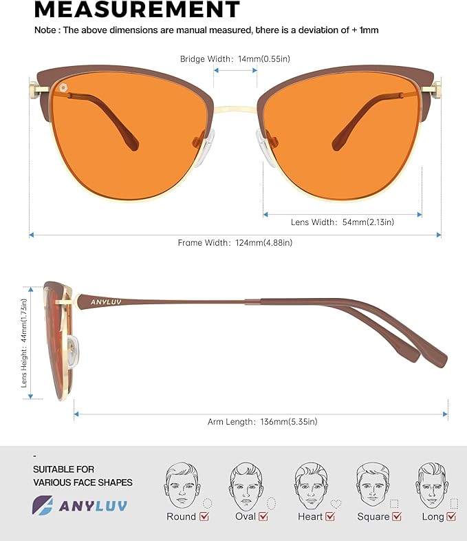 ANYLUV Blue Light Glasses for Woman Men, Womens Blue Light Blocking Glasses Computer Glasses Anti Eyestrain