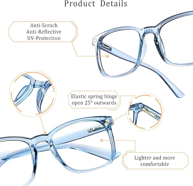 LifeArt 2 Pairs Blue Light Blocking Glasses with Spring Hinge, Computer Reading Glasses, Gaming Glasses, TV Glasses for Women Men (Blue&Pink, +4.00 Magnification)