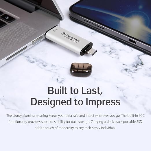 Transcend ESD310 512GB External SSD, Up to 1,050MB/s, Dual USB Flash Drive for iPhone/iPad/Mac/Windows/Android/Tablet/PC, USB3.2Gen2 Thumb Drive Photo Stick, 2-in-1 Type C &Type A Memory Stick-Silver - Image 5