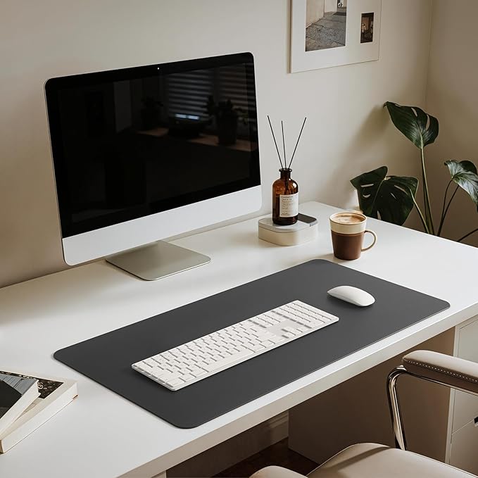 Jotsome Leather Desk Pad Mat, Non-Slip Desk Blotter Pad - Desk Protector for Office, Home, Laptop, and Desktop (Black, 34" x 17")