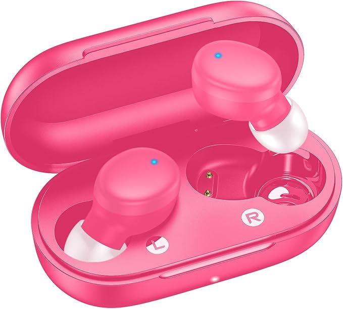 kurdene Wireless Earbuds Bluetooth 5.3 in Ear Buds Light-Weight Headphones,Deep Bass Sound,Built-in Mics Headset,Clear Calls Earphones for Sports Workout Hot Pink