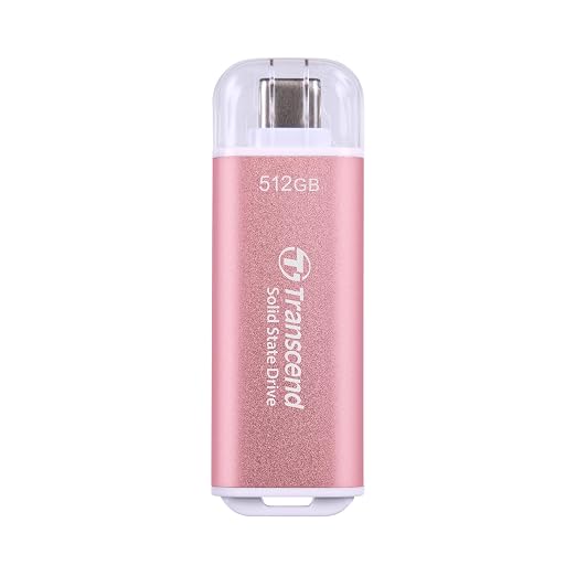 Transcend ESD300 512GB External SSD, Up to 1,050MB/s, Type C USB Drive for iPhone17,16,15, iPad&Mac/Pixel10/Tesla/Steam Deck/ROG Ally/MSI Claw/Android/PS5, Smart TV, USB 3.2 Gen2 Portable SSD- Pink - Image 2