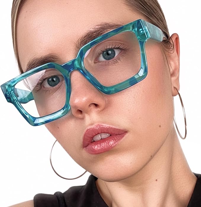 livho Oversized Eyewear Frame for Woman and Men - Rectangle Fashion Glasses for Computer, Chic Preppy Frame