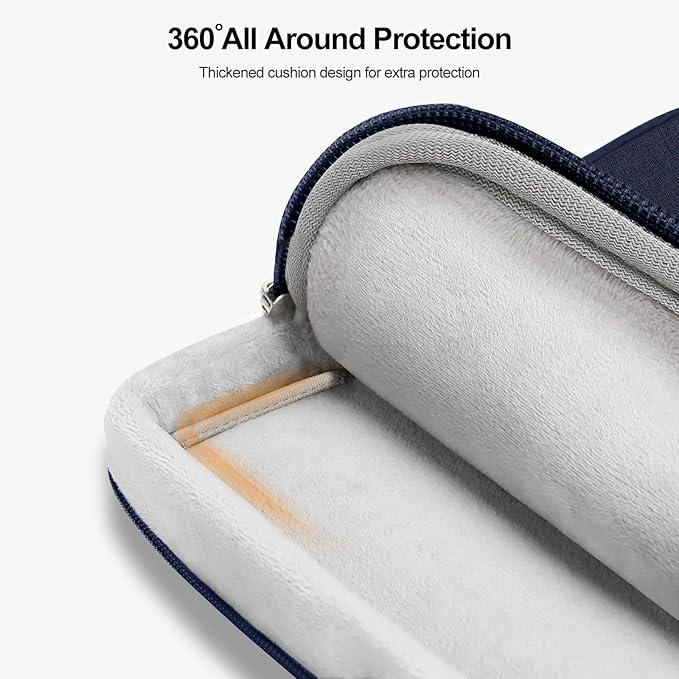 MOSISO 360 Protective Laptop Case 13.3 inch, 13-13.3 inch Laptop Sleeve Compatible with MacBook Air/Pro 13/Pro 14, HP Dell Acer, Side Open Carrying Computer Bag with 5 Accessory Pockets&Belt,Navy Blue
