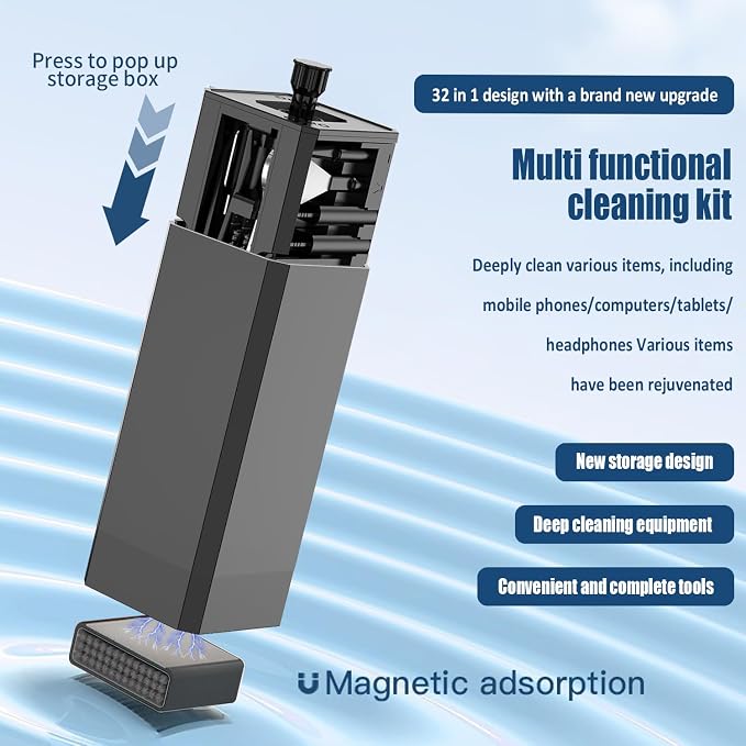 Keyboard Cleaning Kit Laptop Cleaner, 32-in-1 Computer Screen Cleaning Brush Tool, Multi-Function PC Electronic Cleaner Kit for iPad iPhone Pro, Earbuds, Camera Monitor(Black) - Image 2