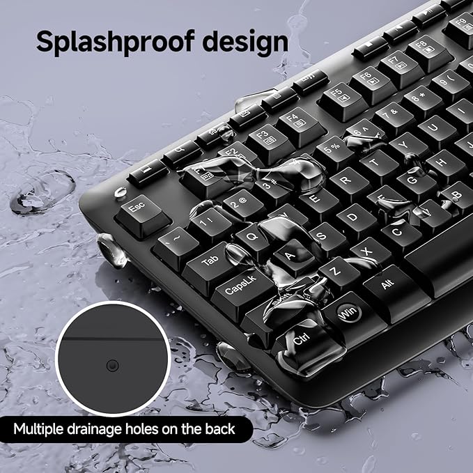 Redragon Wireless Keyboard, 2.4G Full-Sized Ergonomic Wireless Computer Keyboard with 10 Individual Multimedia Keys, Spill Resistant, for Mac OS Desktop/Laptop/PC BK7367