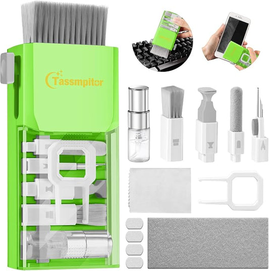 Tassmpitor Laptop Screen Keyboard Cleaner Kit, All in 1 Electronics Cleaning Tool for MacBook iPad iPhone Pro Cell Phone, Brush Tool for Tablet, Computer, PC Monitor,TV Camera Lens with Patent, Green by Tassmpitor