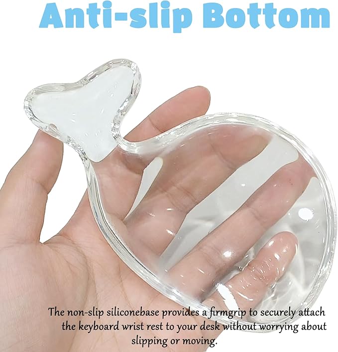 Gel Wrist Rest for Keyboard and Mouse Transparent White Whale Elbow Pad Cushion Ergonomic Cute Clear Cool Mouse Wrist Pad Silicone Non-Slip Support for Computer Gaming Home Office Men Hand Pillow