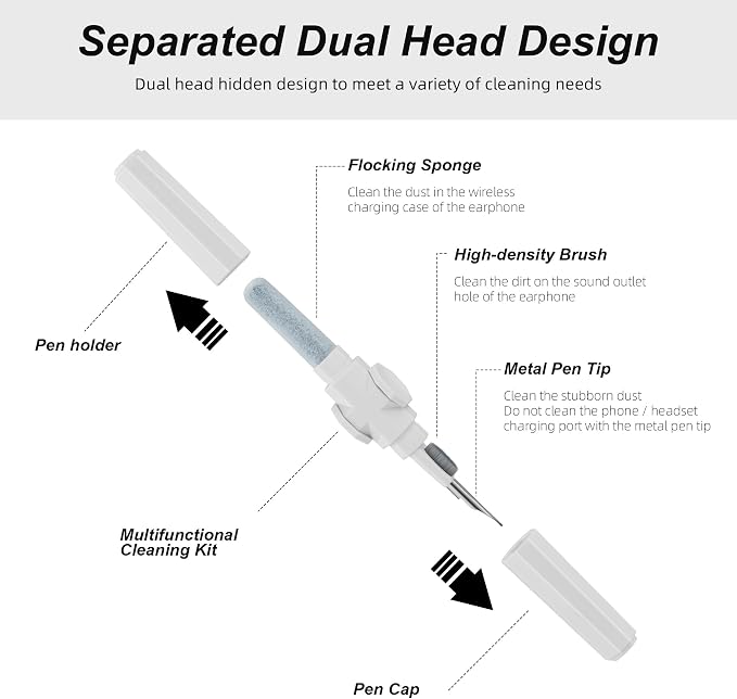 360?? Rotating Cleaner Kit for Airpods Pro 1 2 3 Multi-Function Cleaning Pen with Soft Brush Flocking Sponge for Bluetooth Earphones Case Cleaning Tools - Image 7