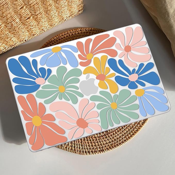 AKIT Compatible with MacBook Air 13 Inch Case M1 2022 2021 2020 2019 2018 A2337 A2179 A1932, Unique Pattern Shell Laptop Case+Screen Protector+Keyboard Cover for MacBook Air 13.3 Inch, ColorfulFlowers