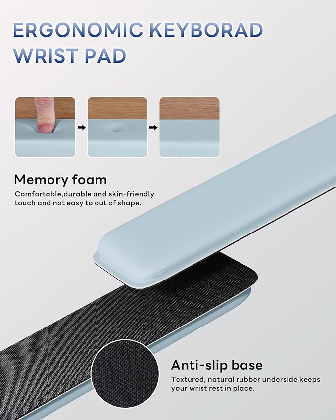 Laborio Computer Keyboard Stand for Desktop, Keyboard Wrist Rest Holder Stand for Easy Typing with Wrist Pad for Office Desk, Home, School(Blue)