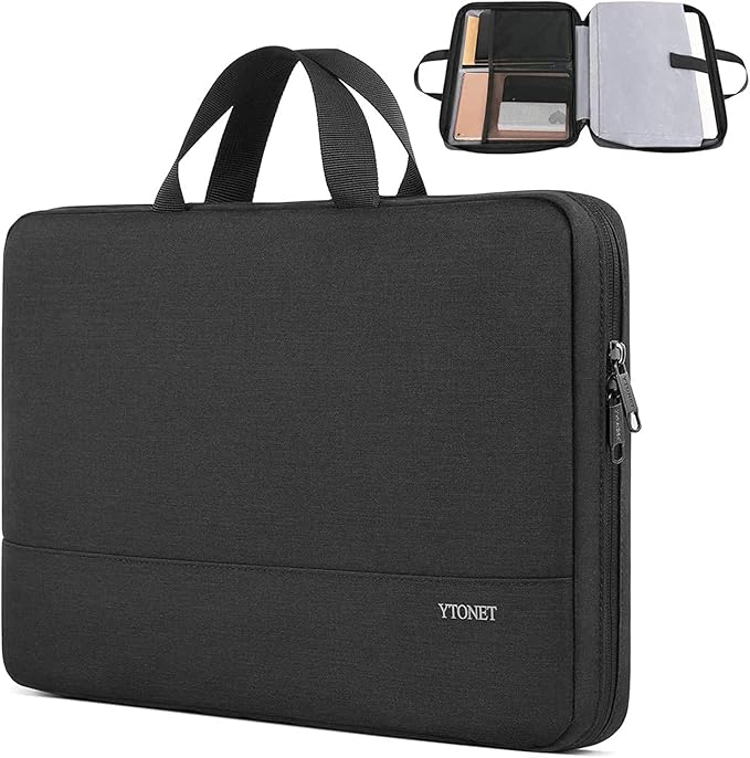 Ytonet Laptop Sleeve Case 17 17.3 Inch, Water Resistant Laptop Cover TSA Travel Business Computer Carrying Bag with Handle, Compatible with MacBook Pro HP Dell Lenovo Asus Chromebook Notebooks, Black