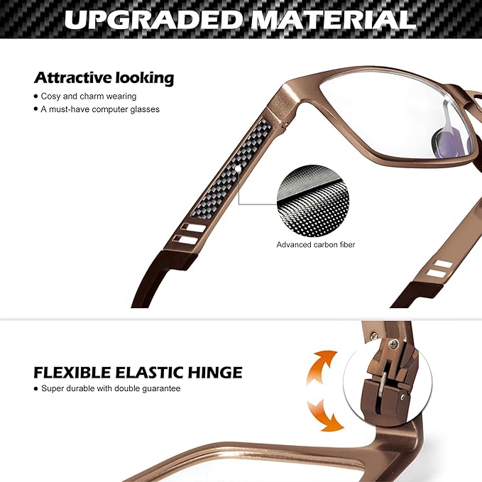 ANYLUV Blue Light Blocking Glasses Men Computer Gaming Glasses Lightweight Al-Mg Metal Anti Eyestrain Eye Protection
