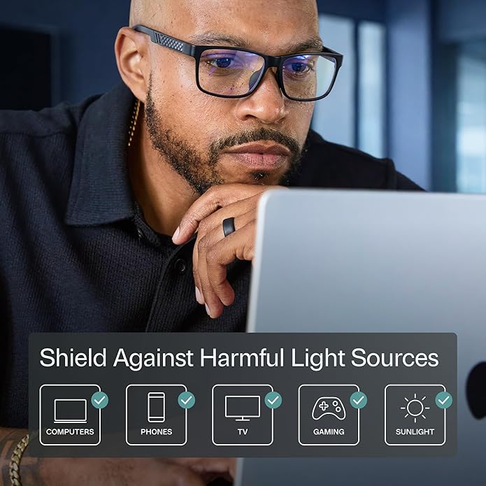 IBOANN Blue Light Glasses for Men - Lightweight Al-Mg Metal, Gaming Computer Blocking Glasses, Eye Protection Anti Eyestrain