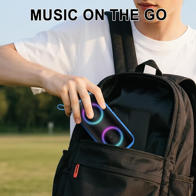 Bluetooth Speaker, 2026 New Portable Wireless Speaker with 6D Loud Sound, IPX7 Waterproof, HD Call, RGB Lights, 12H Playtime for Home/Party/Outdoor/Beach, Electronic Gadgets, Birthday Gift