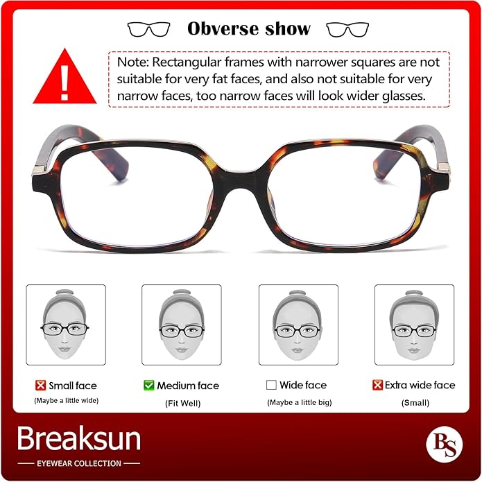 Breaksun Retro Rectangle Glasses for Women Men Small Square Blue Light Blocking Glasses Vintage Eyeglasses