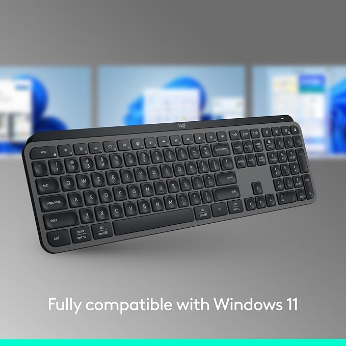 Logitech MX Keys S Wireless Keyboard, Low Profile, Fluid Precise Quiet Typing, Programmable Keys, Backlighting, Bluetooth, USB C Rechargeable, for Windows PC, Linux, Chrome, Mac - Pale Grey