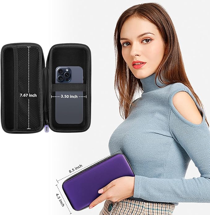 iMangoo Travel Essential Electronics Organizer Charger Case, Shockproof Dual Zipper Power Bank Cables Tech Accessories Pouch Purse, Men & Women Travel Must Have Storage Bag, 8.5x4.5x2 inch Purple