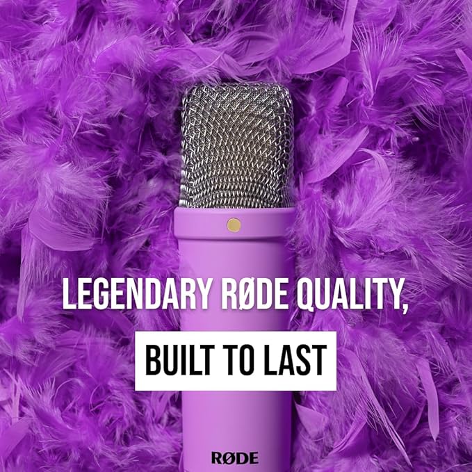 RØDE NT1 Signature Series Large-Diaphragm Condenser Microphone with Shock Mount, Pop Filter and XLR Cable for Music Production, Vocal Recording, Streaming and Podcasting (Purple)