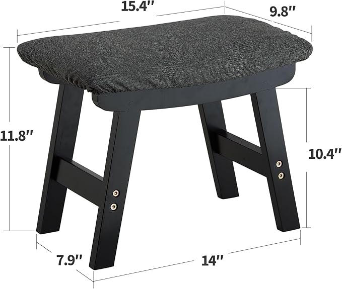 Foot Stool Ottoman Foot Rest Under Desk,Small Stool for Living Room, Bedroom and Kitchen (Black Legs - Gray Stool Surface)