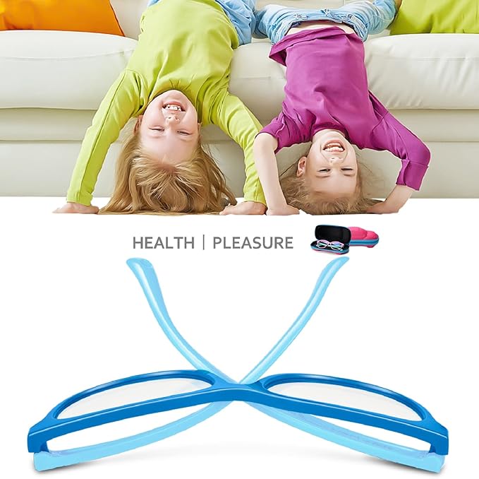 Blue Light Glasses for Kids Girls Boys with Cute Car Case, UV400 Protection, Anti Blue Ray Age3-12