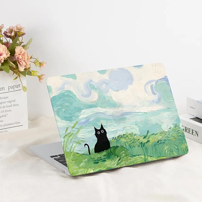 G JGOO Compatible with MacBook Air 13 inch Case 2026 2025-2022 M5 A3449 M4 A3240 M3 A3113 M2 A2681, Plastic Hard Shell for MacBook Air 13.6 inch Case+Keyboard Cover+Screen Protector, Cat Painting