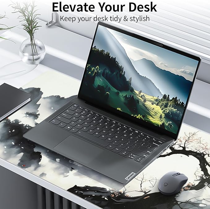 Japanese Mouse Pad, Large Japanese Desk Mat, Leather Desk Pad, Waterproof Keyboard Mat, Non-Slip Computer Mat, Keyboard and Mouse Pad for Office Decor (31.5"x15.7")