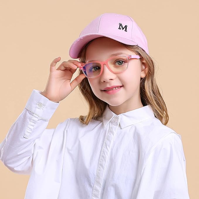 Blue Light Glasses for Kids Girls Boys with Cute Car Case, UV400 Protection, Anti Blue Ray Age3-12