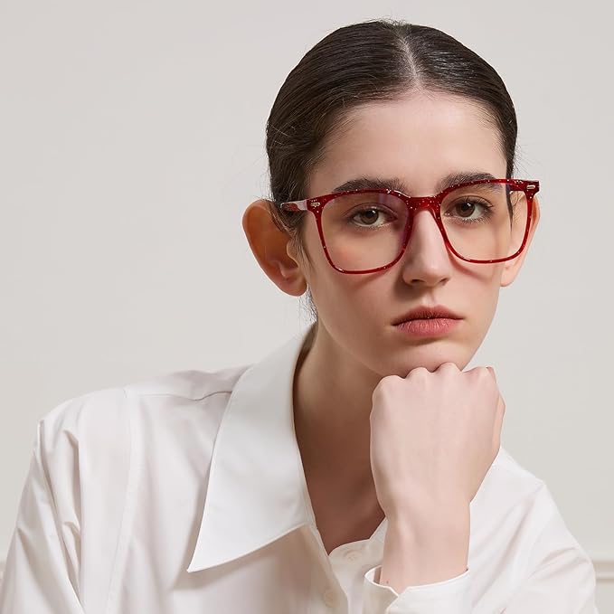 Oversized Square Blue Light Blocking Glasses for Women Men, Anti-Fatigue Computer Monitor Glasses Reduce Eye Strain