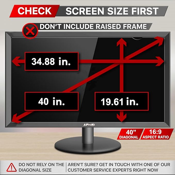 40 Inch Privacy Screen Filter for Widescreen 16:9 TV Monitor | Privacy Shield | Anti-Glare | Anti-Blue light | Eye Protection | Anti Spy | Computer Security Private Filter Protector