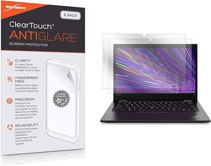 BoxWave Screen Protector Compatible with Lenovo ThinkPad L13 Yoga 2-in-1 Gen 2 (13.3 in) - ClearTouch Anti-Glare (2-Pack), Anti-Fingerprint Matte Film Skin