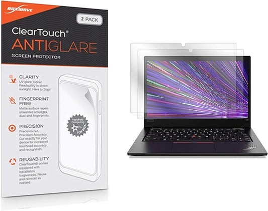 BoxWave Screen Protector Compatible with Lenovo ThinkPad L13 Yoga 2-in-1 Gen 2 (13.3 in) - ClearTouch Anti-Glare (2-Pack), Anti-Fingerprint Matte Film Skin