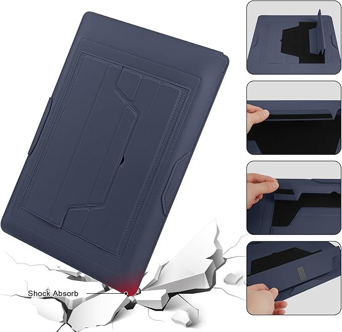 HoYiXi 15.6" Laptop Sleeve Case PU Leather with Stand Compatible with MacBook Pro 16/15.4'' MacBook Pro 15, Mac Air 15/ Dell, Matebook,Asus,15-16'' Laptop Bag,(Patent Pending),Blue