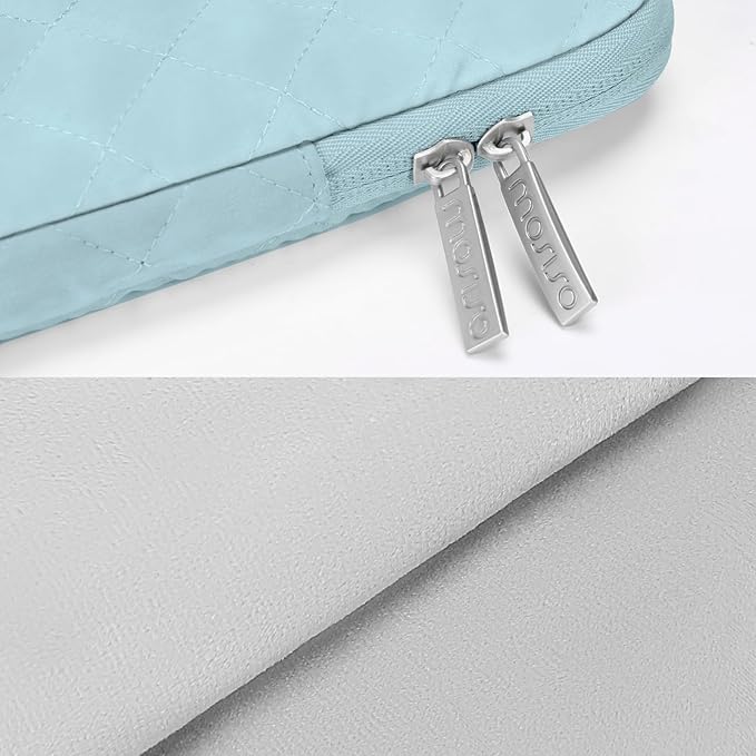 MOSISO Laptop Case 13.3 inch, 13-13.3 inch Laptop Sleeve Compatible with MacBook Air/Pro 13 / Pro 14, HP Dell Acer ASUS Lenovo,Square Quilted Vertical Computer Bag with Pocket&Small Case, Ice Blue